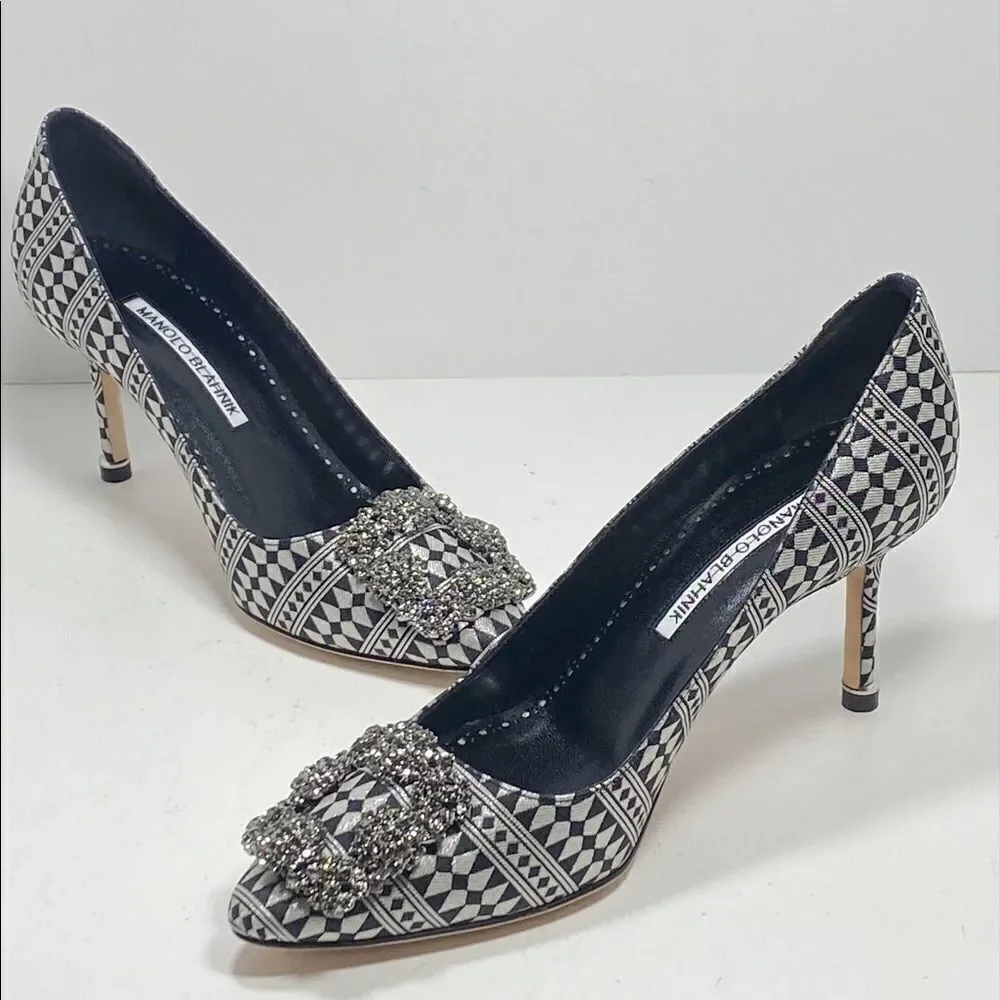 Manolo Blahnik Hangisi 70 Embellished Print Pumps